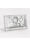 Srebrny obrazek Anioł Stróż z dzieckiem na Chrzest 13,5×9 cm