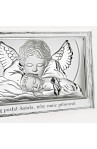 Srebrny obrazek Anioł Stróż z dzieckiem na Chrzest 13,5×9 cm