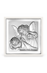 Srebrny obrazek na Chrzest 14 × 14 cm – Anioł Stróż z latarenką