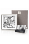 Srebrny obrazek na Chrzest 10 × 10 cm – Anioł Stróż przy śpiącym dziecku
